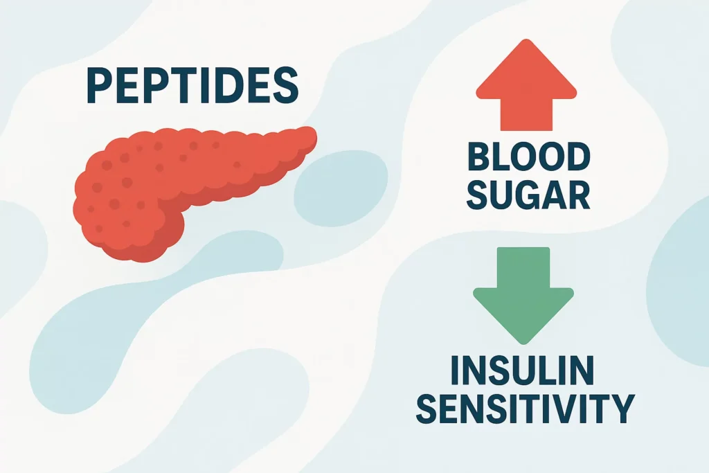Graphic showing how peptides can affect blood sugar levels and insulin sensitivity