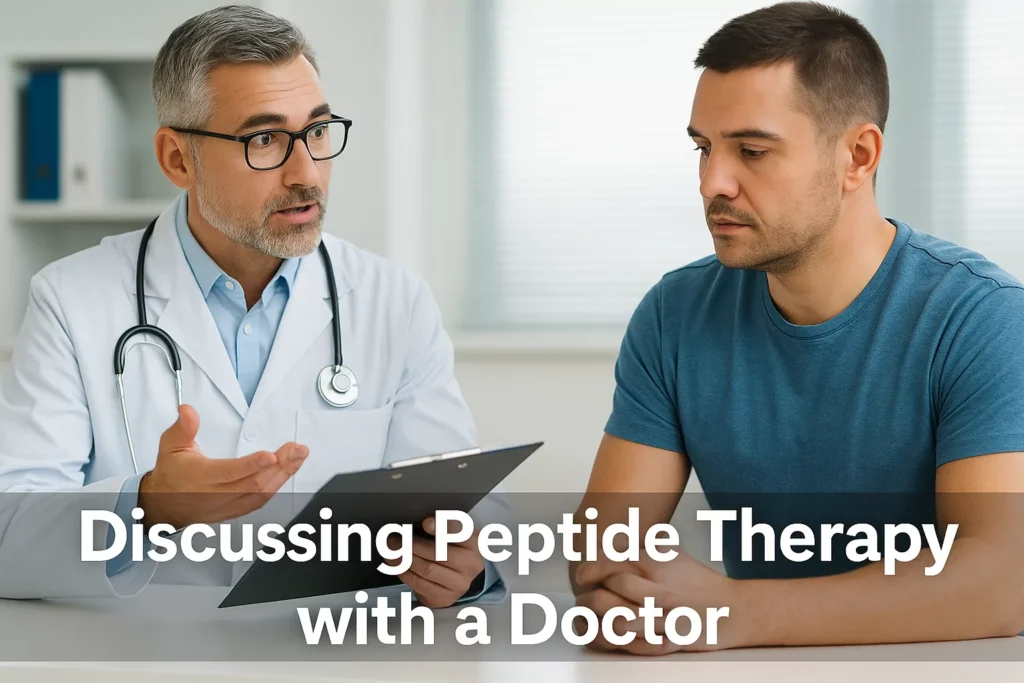Medical professional discussing peptide therapy with a patient